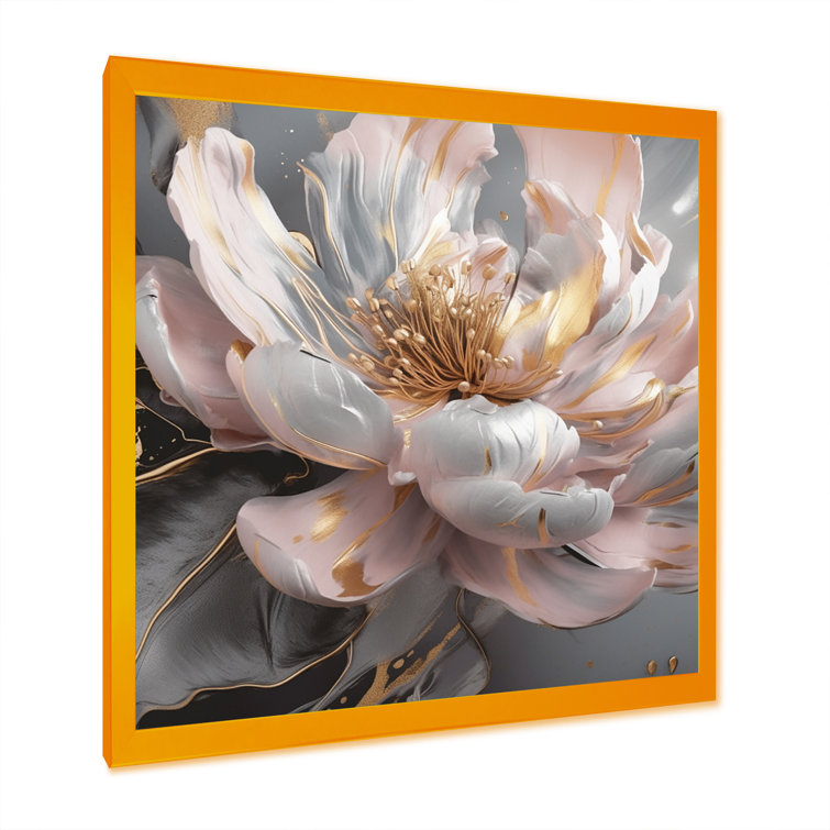 Mercer41 Marble Pink Gold Peony Flower III On Canvas Print